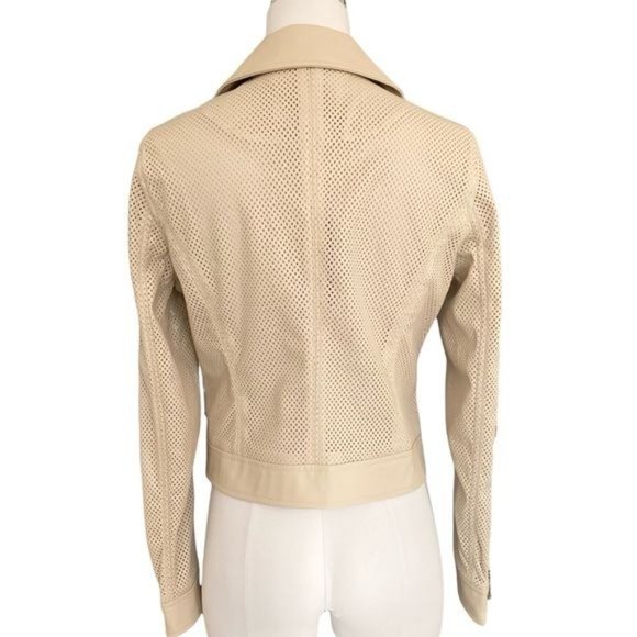 Free People Blank NYC Imelda Perforated Moto Jacket Cream Size Small NWT - Picture 11 of 15
